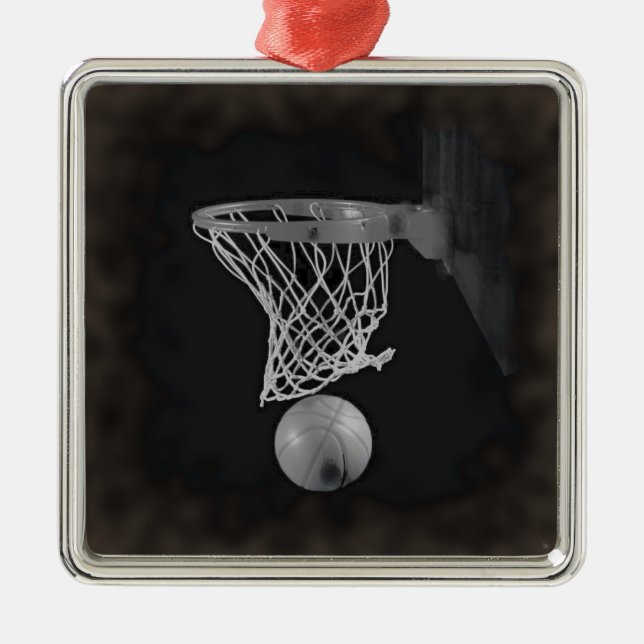 Sepia Basketball Metal Ornament (Front)