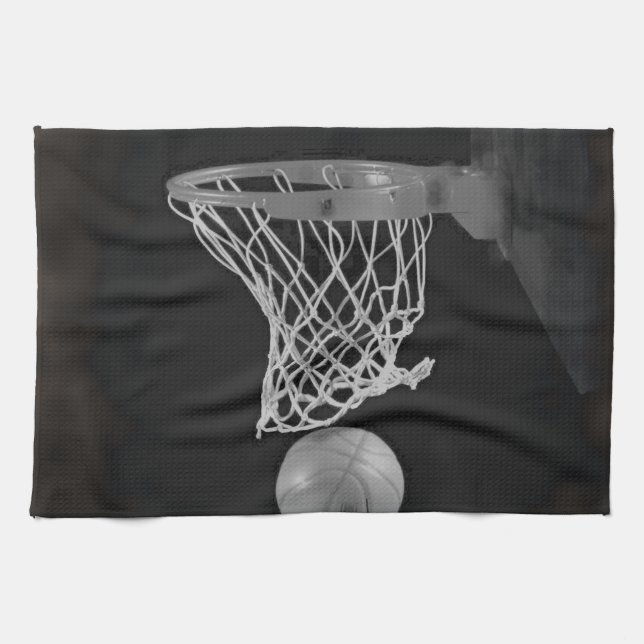 Sepia Basketball Tea Towel (Horizontal)