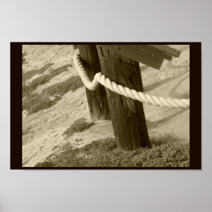 Sepia Beach Rope Photo Poster