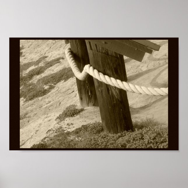 Sepia Beach Rope Photo Poster (Front)