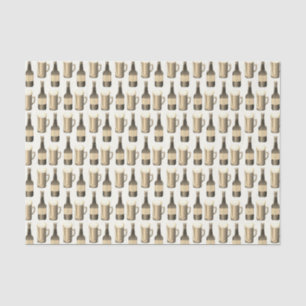 Sepia Beer Bottles and Glass Pattern Tissue Paper