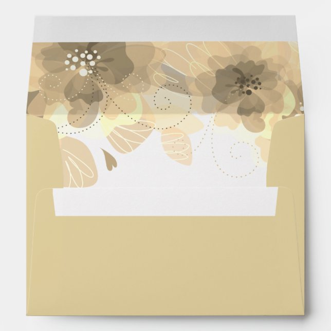 Sepia beige flowers, initials floral fall wedding envelope (Back (Bottom))