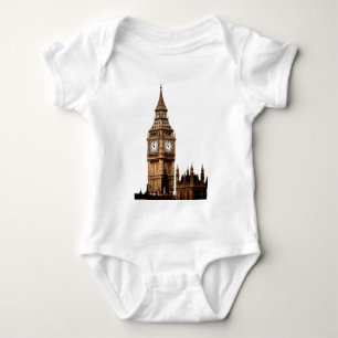 Sepia Big Ben Tower Baby Bodysuit