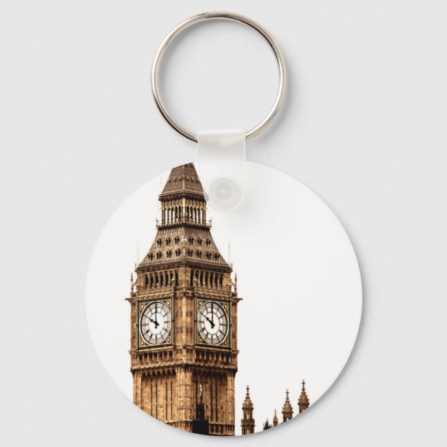 Sepia Big Ben Tower Key Ring (Front)