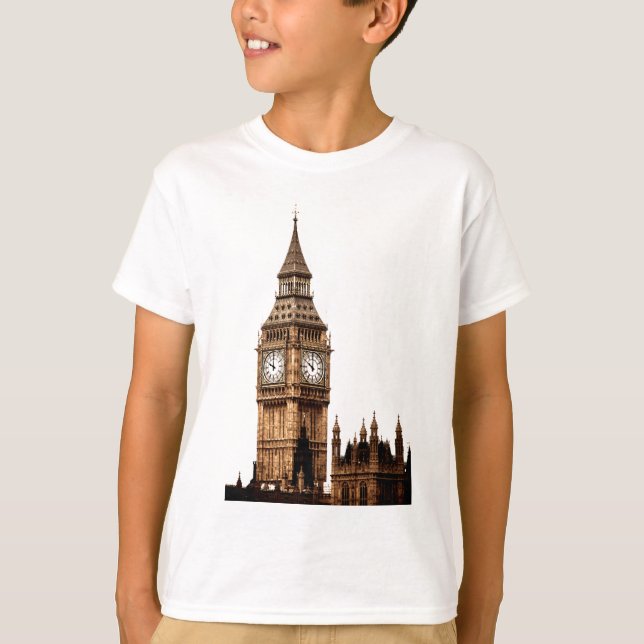 Sepia Big Ben Tower T-Shirt (Front)