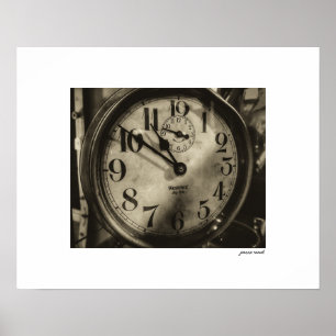 Sepia Big Ben Vintage Clock Poster Print
