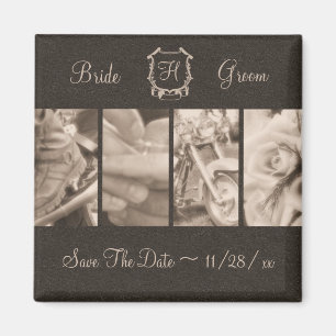Sepia Biker Wedding Photos Save the Date Magnet