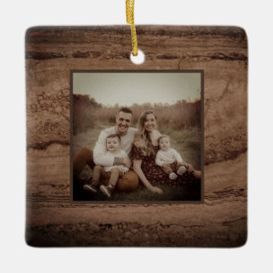 Sepia black brown tan Granite rock stone Ceramic Ornament