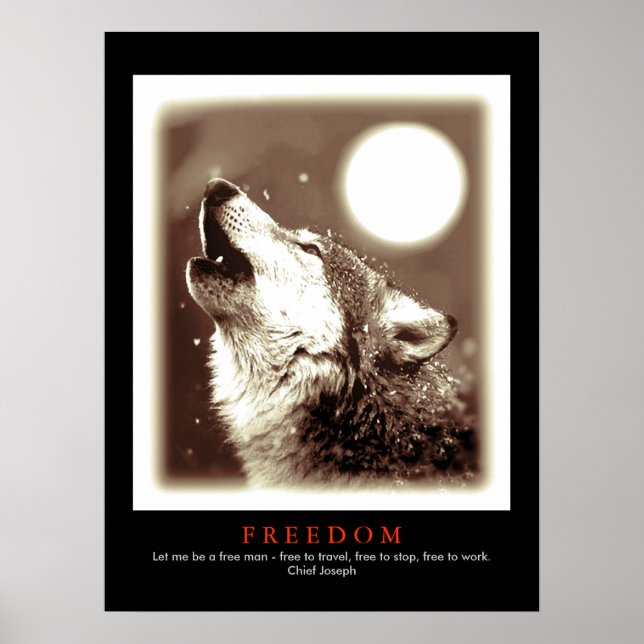 Sepia Black Unique Motivational Wolf Howls Print (Front)