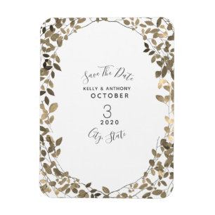 Sepia Botanical Wedding Save The Date Magnet