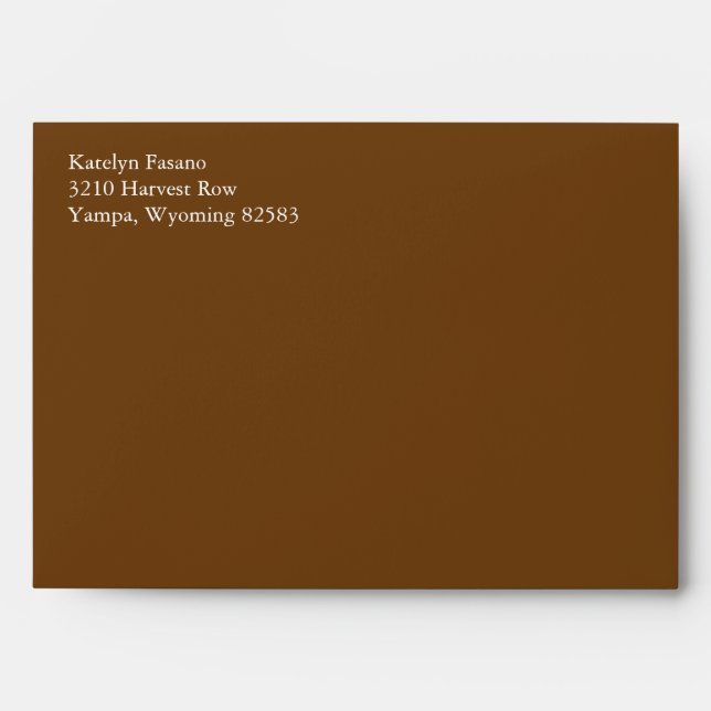 Sepia Brown A7 5x7 Envelopes With Return Address (Front)