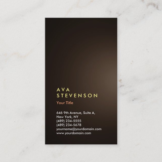 Sepia Brown Colour Vertical Modern Professional Business Card (Front)
