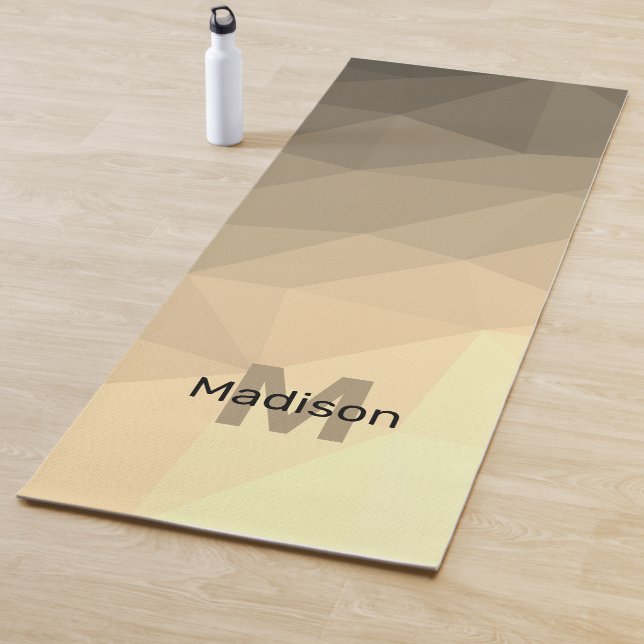 Sepia brown geometric mesh ombre pattern Monogram Yoga Mat (In Situ)