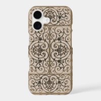 Sepia brown scrollwork pattern