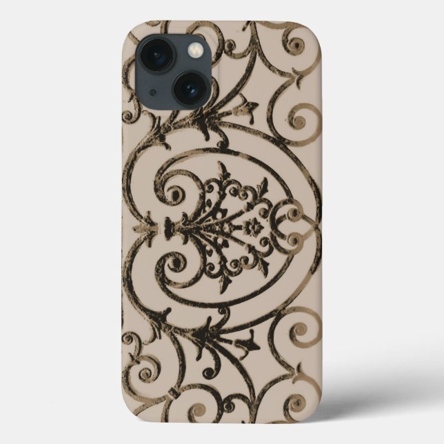 Sepia brown scrollwork pattern Case-Mate iPhone ca Case (Back)