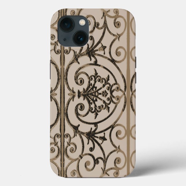 Sepia brown scrollwork pattern Case-Mate iPhone ca Case (Back)