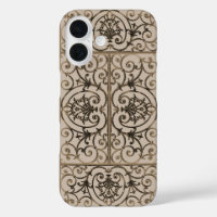 Sepia brown scrollwork pattern