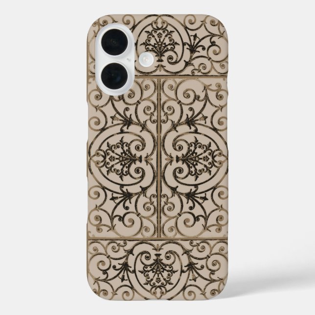 Sepia brown scrollwork pattern Case-Mate iPhone case (Back)