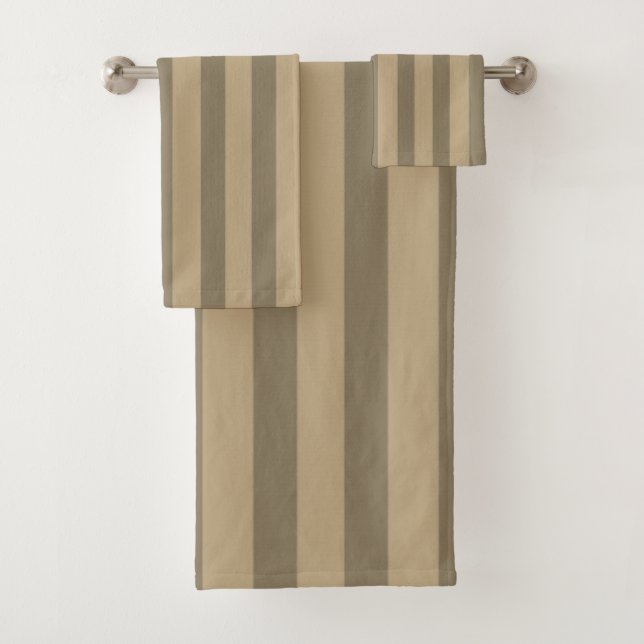 Sepia brown striped bath towel set (Insitu)