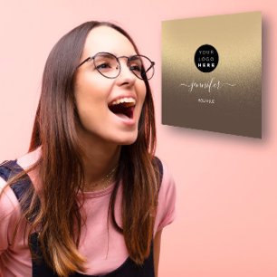 Sepia Brown White Ombre QR LOGO SHOP Square  Square Business Card