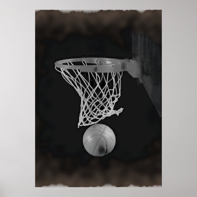 Sepia Brownish Tones Basketball Artwork Poster (Front)