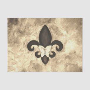 Sepia Butterfleur   Tan Butterfly on Fleur de Lis Tissue Paper