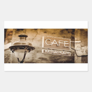 Sepia cafe sign, Paris, France Rectangular Sticker