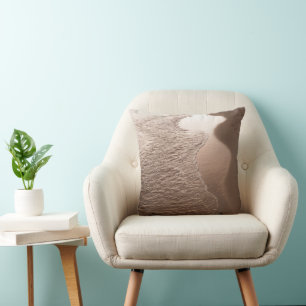 Sepia Caribbean Shoreline Waves 1 Cushion