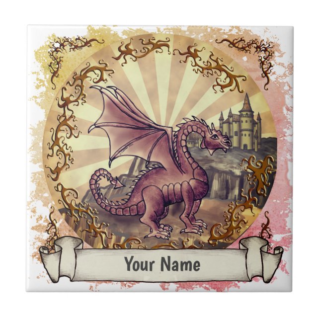 Sepia  Castle dragon tile (Front)
