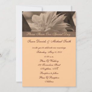 Sepia Clematis Flower Wedding Invitation