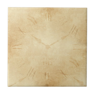 Sepia Clock Face Steampunk Ceramic Tile