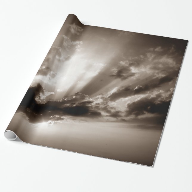 Sepia Clouds, Sky & Sunset Motivational Freedom Wrapping Paper (Unrolled)