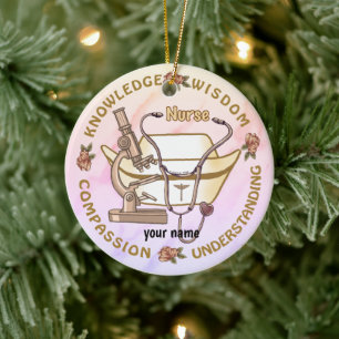 Sepia Collage  Nurse Ceramic Ornament