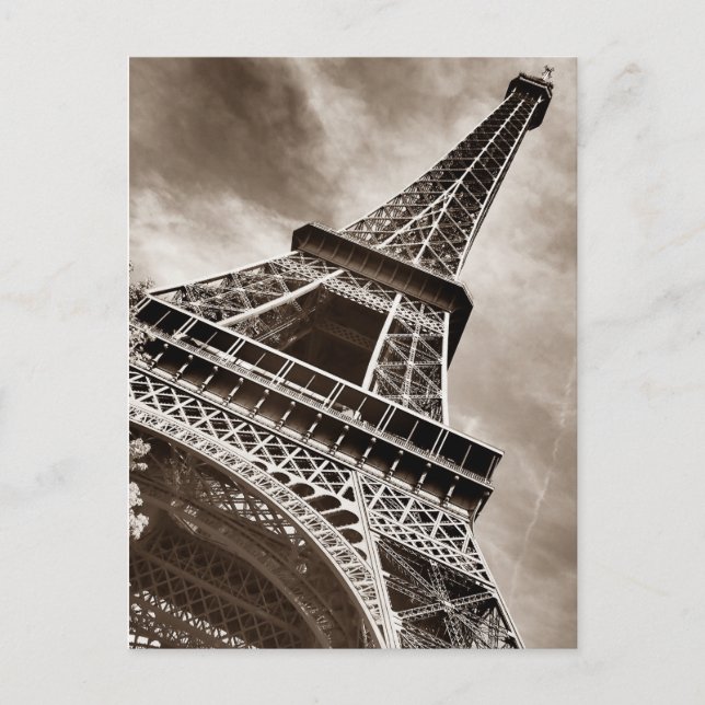 Sepia Colour Eiffel Tower Paris Postcard (Front)
