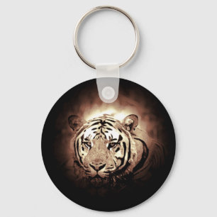 Sepia Colour Tiger Wild Big Cat Key Ring