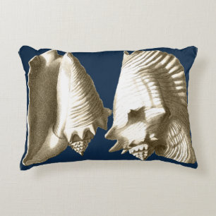 Sepia Conch Seashells Decorative Cushion