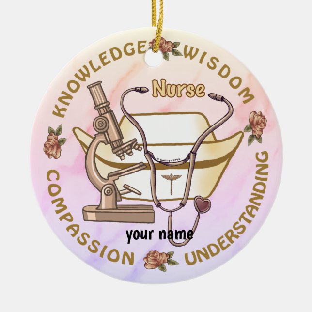 Sepia cool nurse  ceramic ornament (Front)