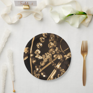 Sepia Crystal Chandelier Paper Plate