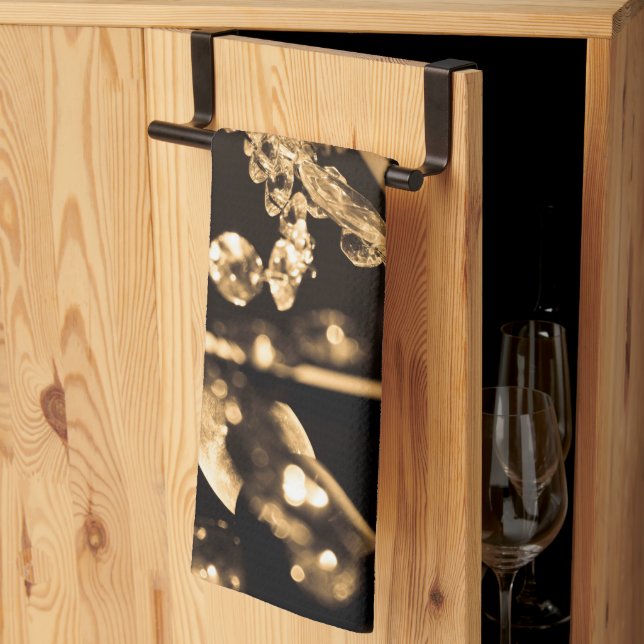 Sepia Crystal Chandelier Tea Towel (Thirds Fold)