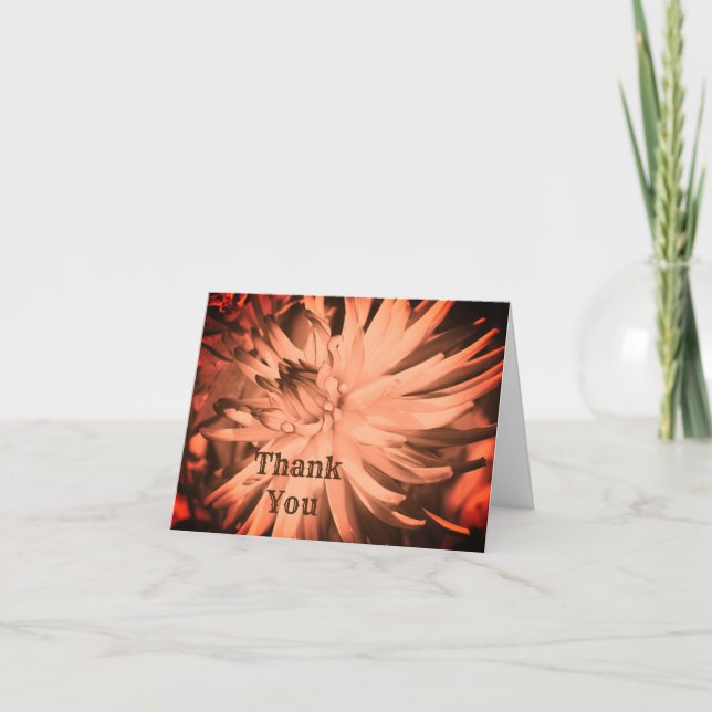 Sepia Dahlia Flower Customisable Thank You Card (Front)