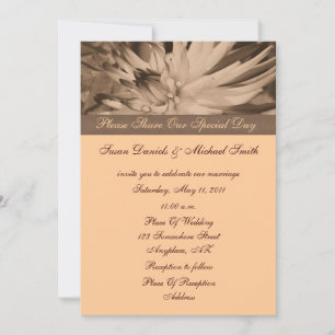 Sepia Dahlia Flower Wedding Invitation