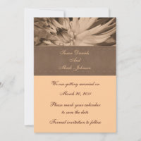 Sepia Dahlia Flower Wedding Save The Date