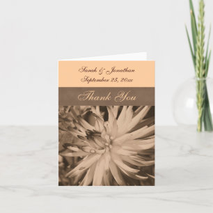 Sepia Dahlia Flower Wedding  Thank You Card