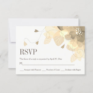 Sepia delicate fall flowers floral wedding RSVP