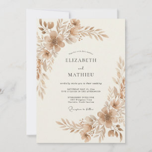 Sepia Delicate Vintage Wedding Invitation