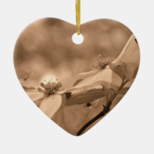 Sepia Dogwood Blossoms Flower Ornament