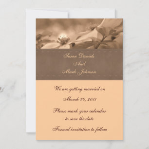 Sepia Dogwood Floral Wedding Save The Date Invitation