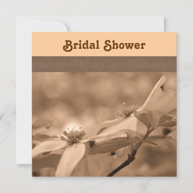 Sepia Dogwood Flowers Bridal Shower  Invitation (Front)