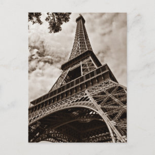Sepia Eiffel Tower From Below - Paris Postcard