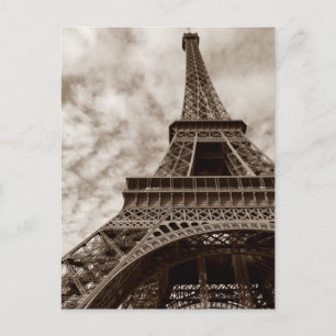 Sepia Eiffel Tower From Below Romance Paris Europe Postcard